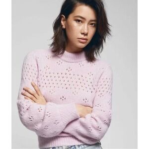 Anine Bing Candice Candice Pointelle Alpaca/Wool Blend Sweater - Pink, size XS